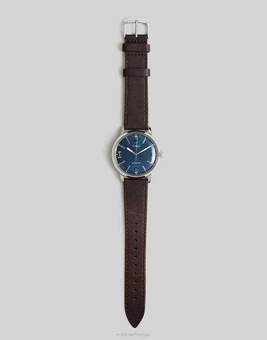 Madewell tilbehør sølv blå brun menn timex marlin automatisk 40mm lærremsklokke 260F592