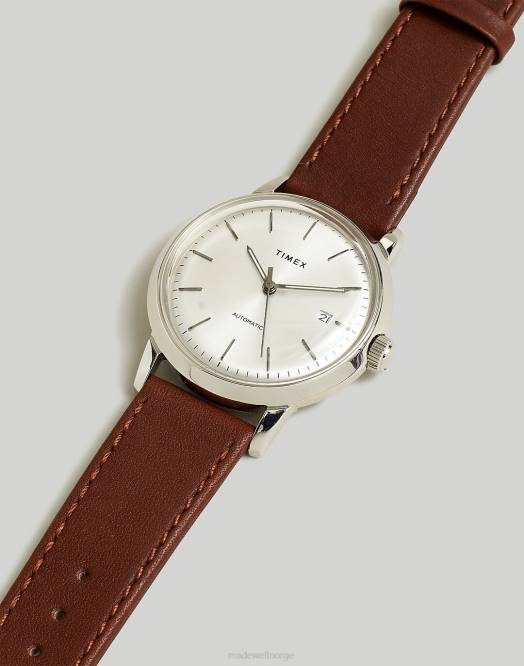 Madewell tilbehør sølvbrun menn timex marlin automatisk 40mm lærremsklokke 260F591
